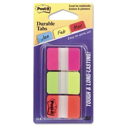 Post-It Sticky note 686-PGO Durable File Tabs- 1 x 1 1/2- Assorted Fluorescent Colors- 66/Pack 686-PGO